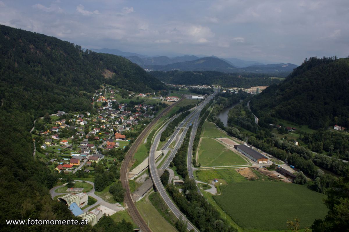 Ausblick vom Jungfernsprung in Graz-Gösting in Richtung Nord